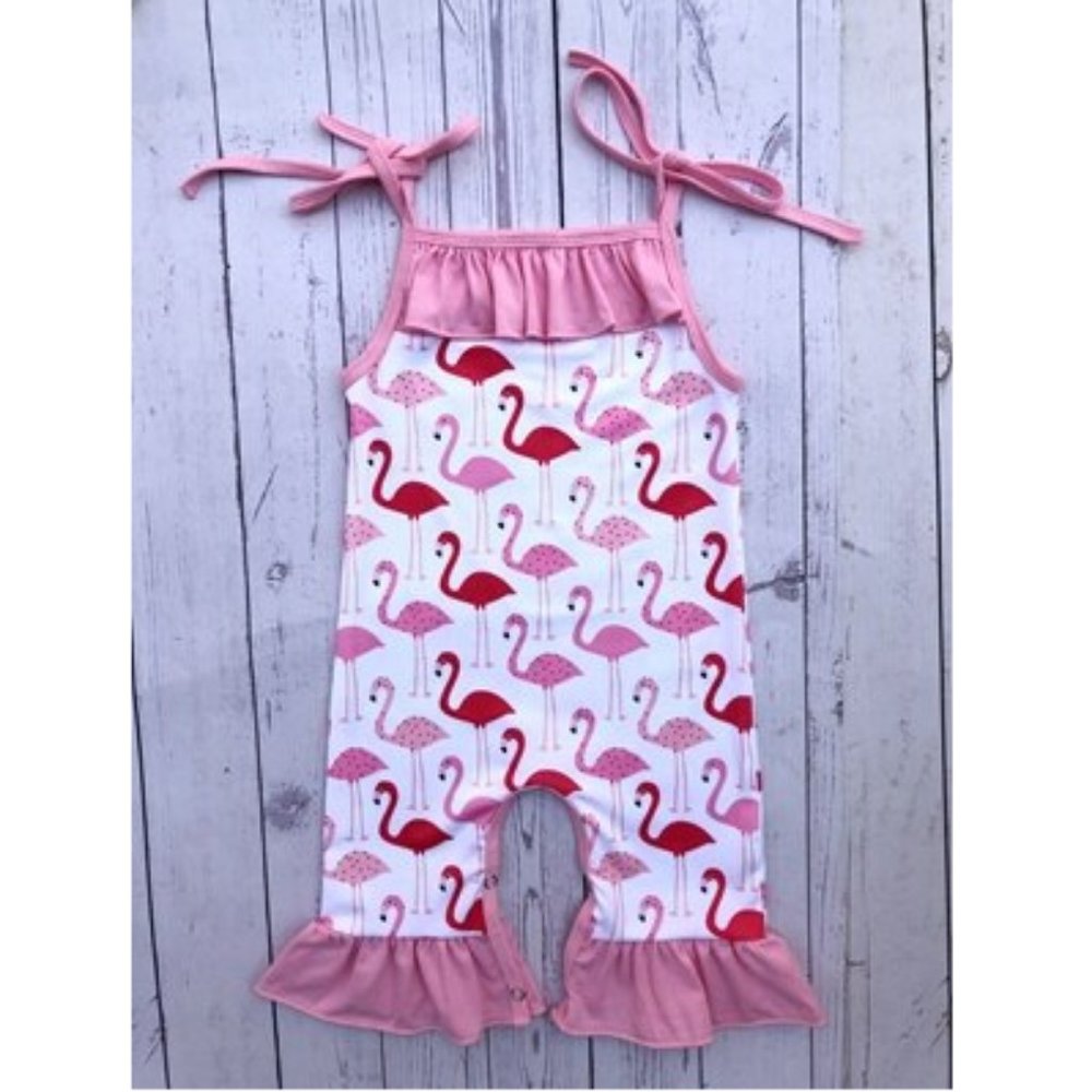 Boutique Flamingo Girls Ruffle Romper Jumpsuit